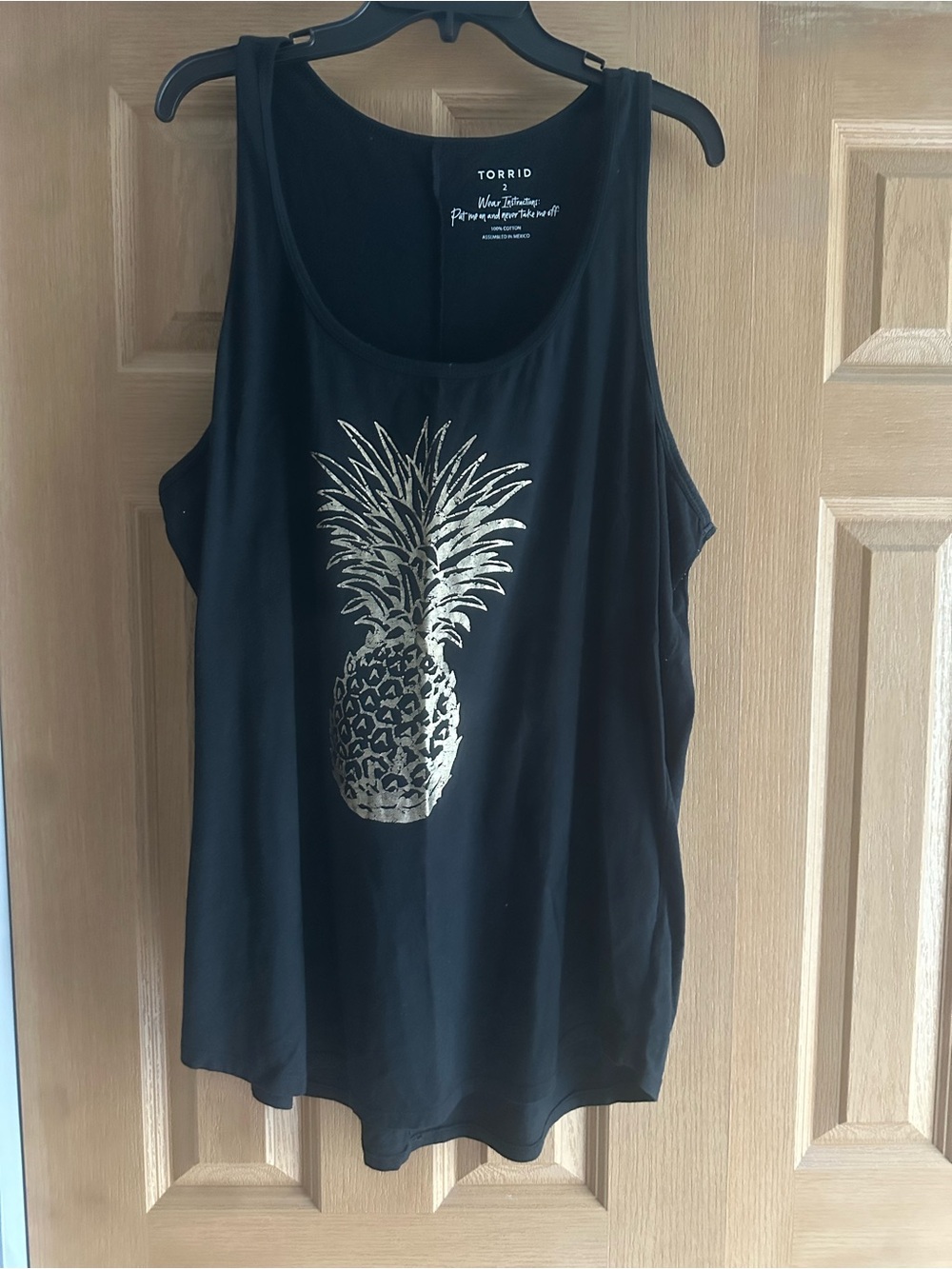torrid Black Tank with Gold Pineapple Print
